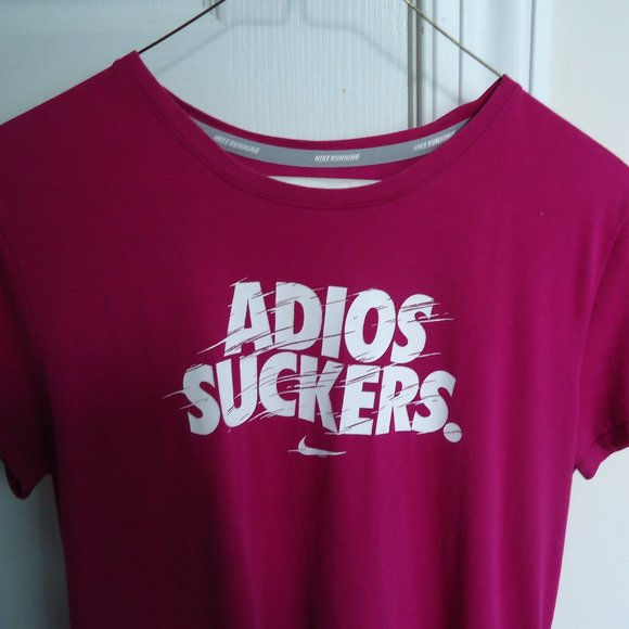 Nike Dri Fit Running Shirt L ADIOS SUCKERS - Picture 3 of 7